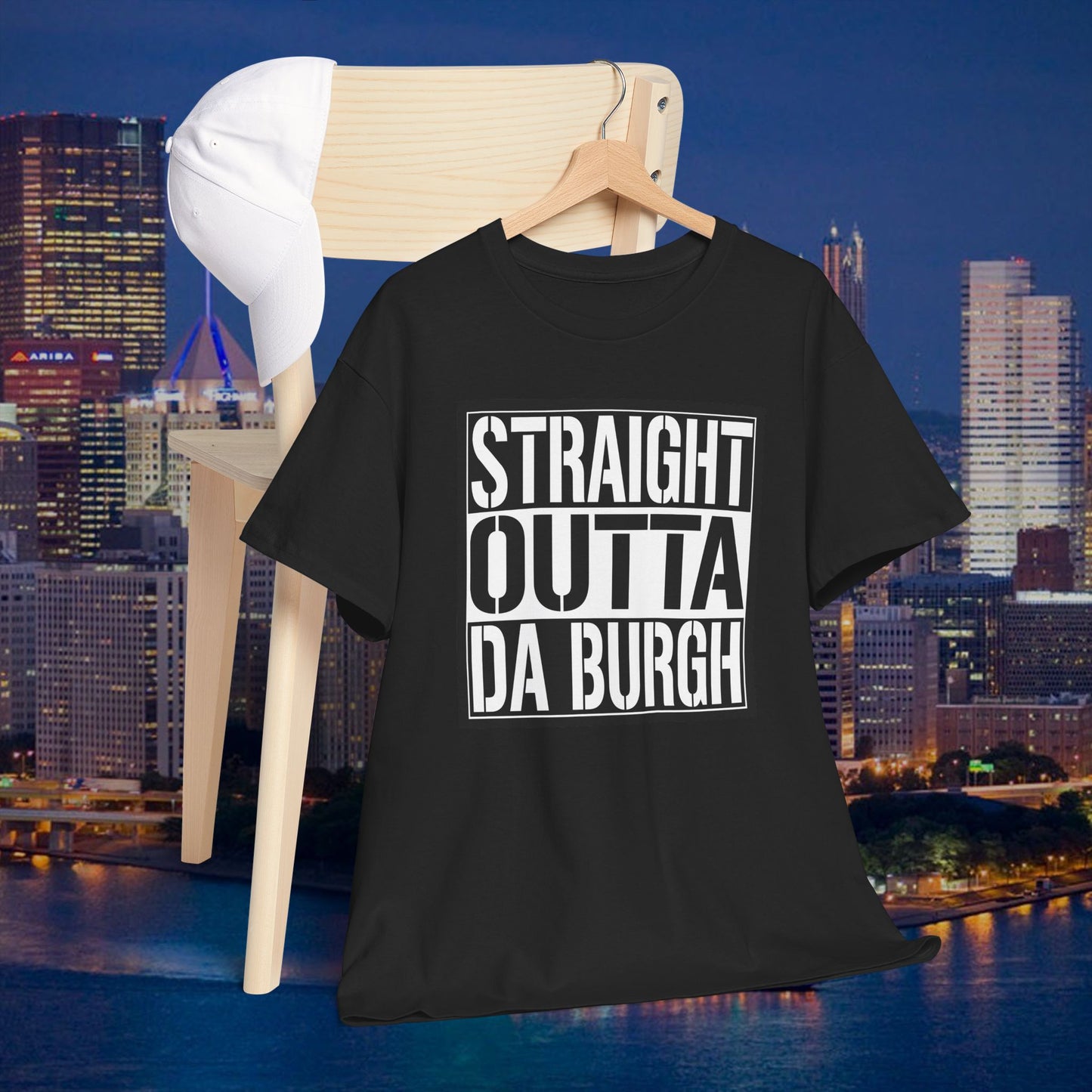 Straight Outta Da Burgh T-Shirt | Pittsburgh Parody Block Tee | Yinzer PGH Humor Shirt | Steel City Gift