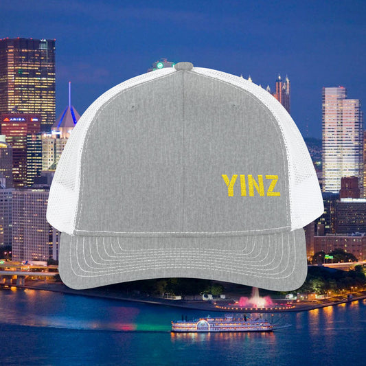 YIINZ Trucker Hat Embroidered | Pittsburghese Snapback Cap | Yinzer Humor | Black & Gold Style | PGH Gift