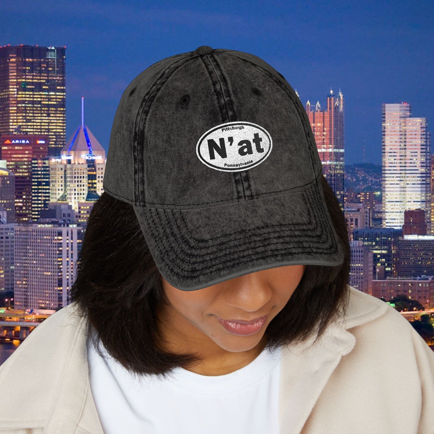 N at Hat | Embroidered Vintage Baseball Cap | Pittsburghese Yinzer Dad Hat | Pittsburgh Slang | Steel City Gift