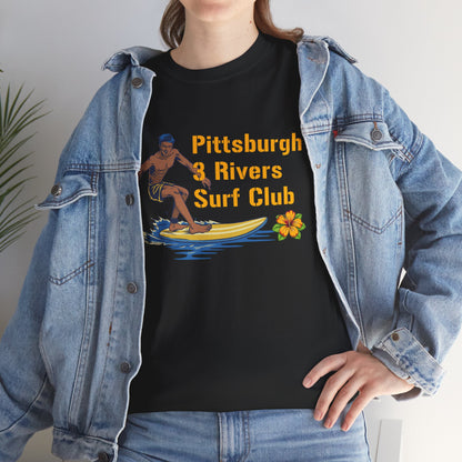 3 Rivers Surf Club T-Shirt | Pittsburgh Parody Surf Tee | Yinzer River Life Shirt | Steel City Humor Graphic Tee | PGH Gift