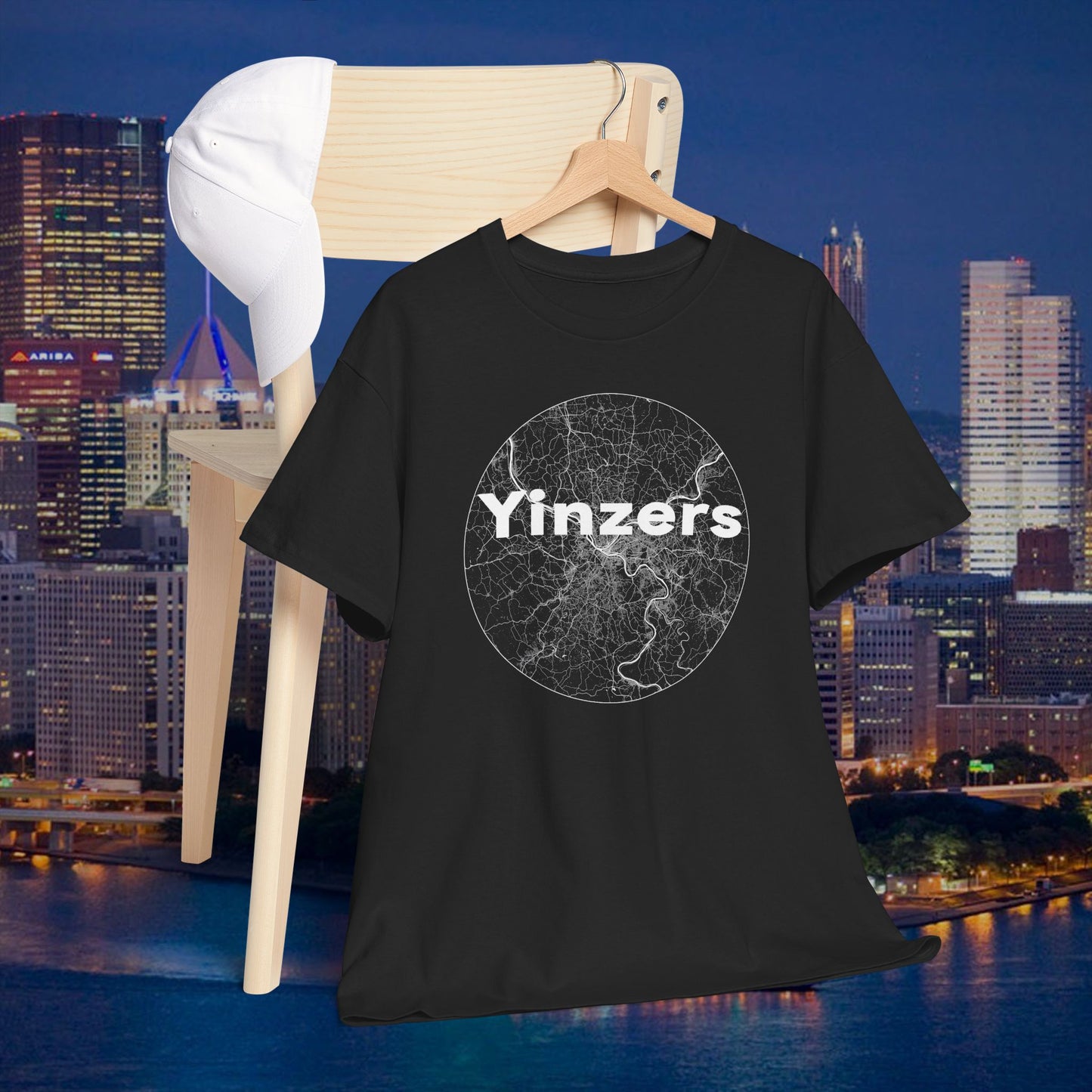 Yinzers Pittsburgh Rivers Map T-Shirt | 3 Rivers Graphic Tee | Yinzer Pride PGH Shirt | Steel City Map Shirt