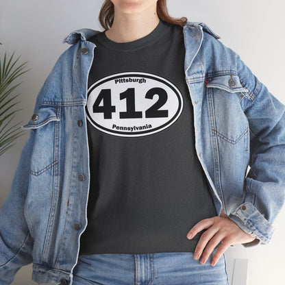 412 Pittsburgh T-Shirt Area Code Tee with Oval Design | Steel City Shirt | Pittsburgh Pride Gift | PA Graphic Tee
