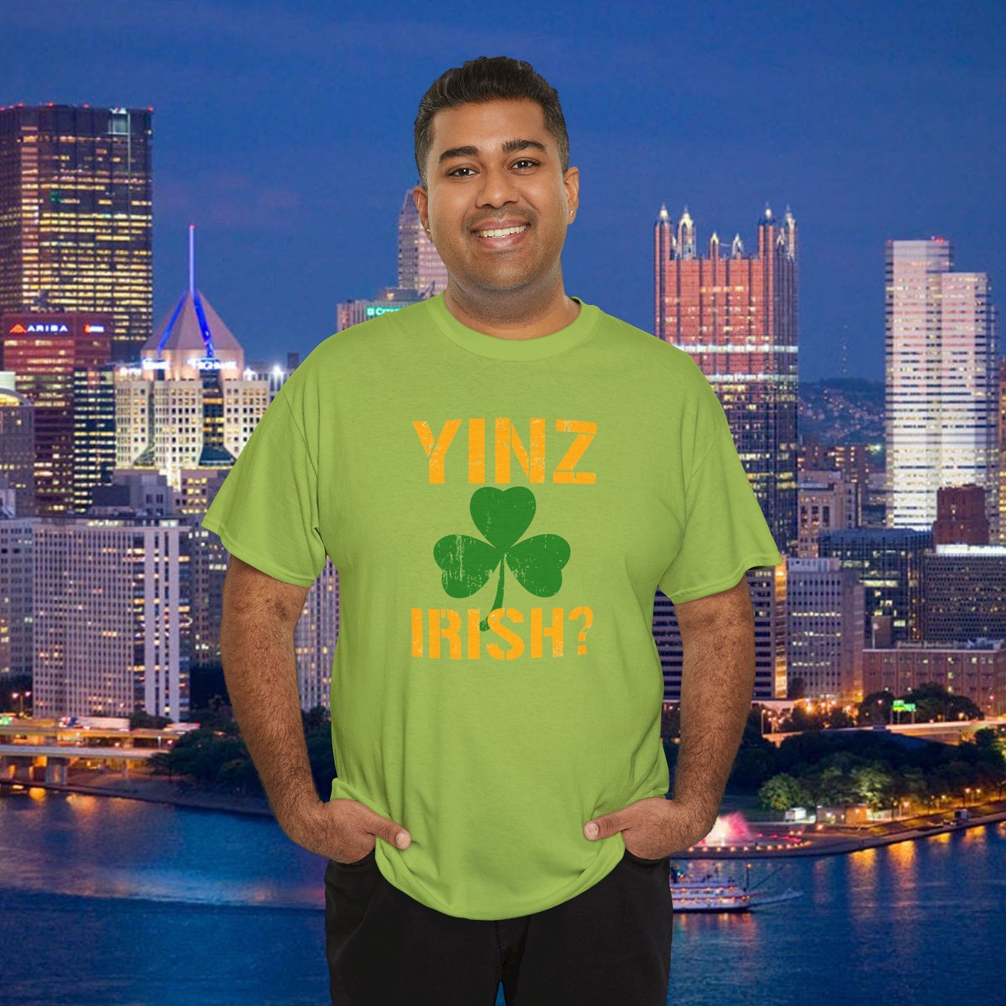 Yinz Irish T-Shirt Pittsburghese Shamrock Tee | Funny St. Patricks Day Shirt | Yinzer Irish Shirt | PGH Gift