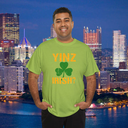 Yinz Irish T-Shirt Pittsburghese Shamrock Tee | Funny St. Patricks Day Shirt | Yinzer Irish Shirt | PGH Gift