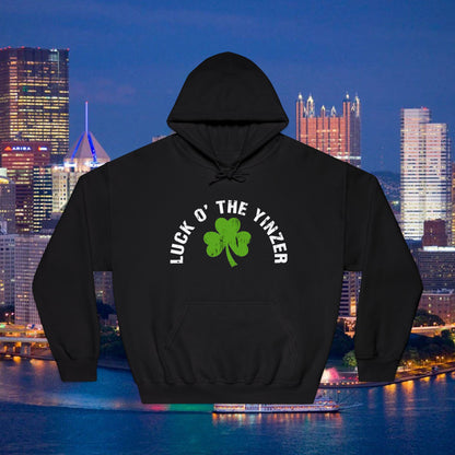 Luck O The Yinzer Hoodie Shamrock Pittsburghese Pullover | Funny St. Patricks Day Hoodie | Pittsburgh Irish Gift