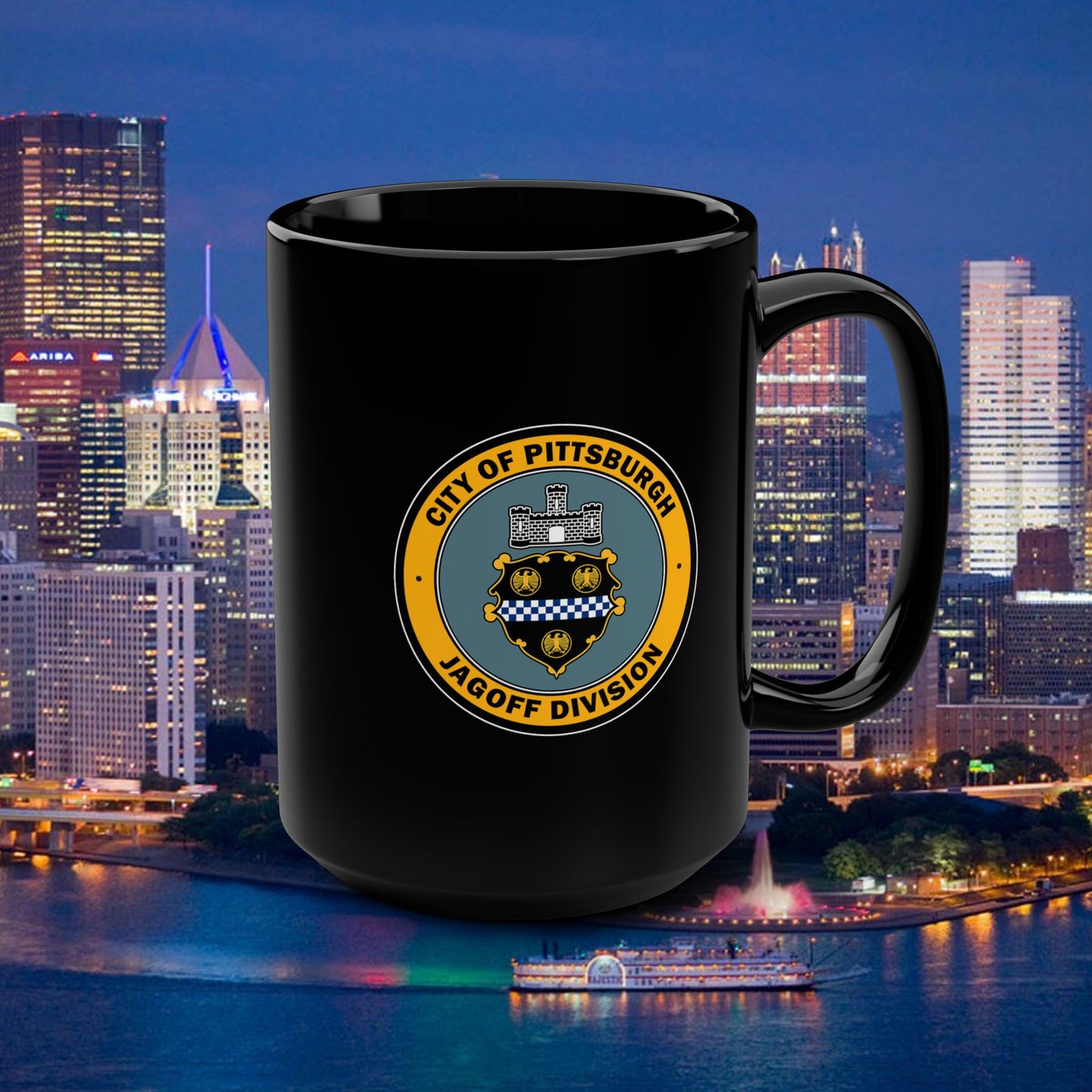 Jagoff Division 15oz Coffee Mug City of Pittsburgh Emblem Coffee Cup | Funny Pittsburgh Mug | Yinzer Gift | Steel City
