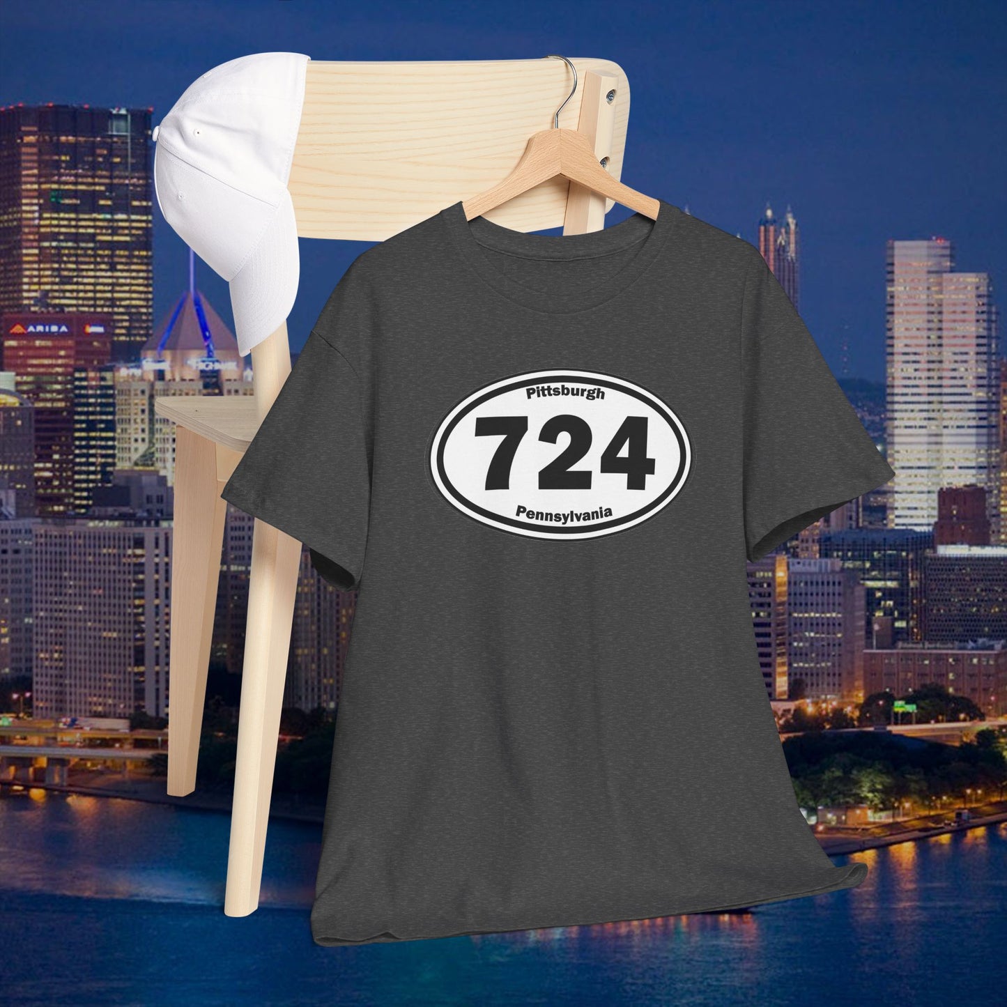 724 Area Code T-Shirt Oval Front Graphic | Western PA Tee | Pittsburgh Region Shirt | Pennsylvania Pride | 724 Gift