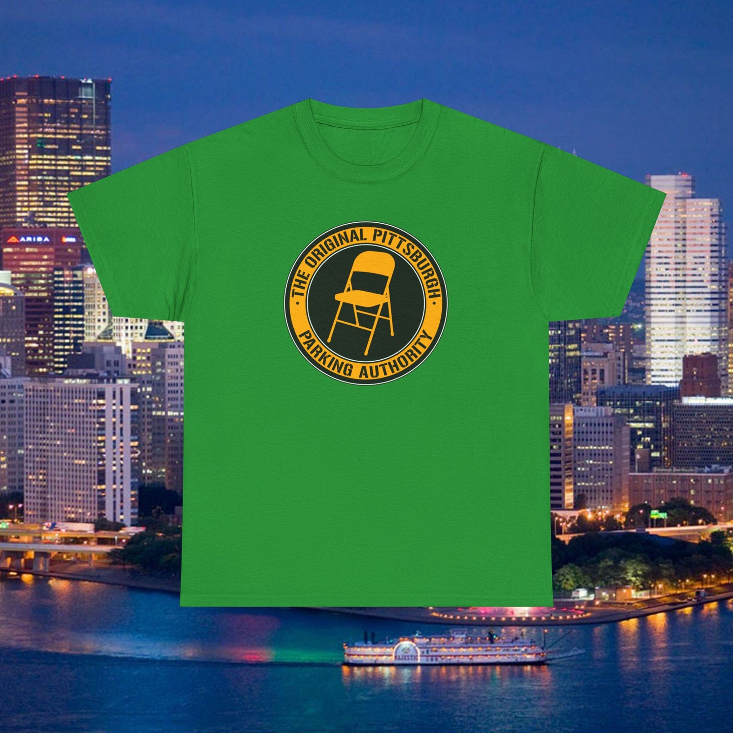 Original Pittsburgh Parking Authority T-Shirt | Folding Chair Parking Spot Saver | Pittsburgh Humor Jagoff Yinzer PGH Tee