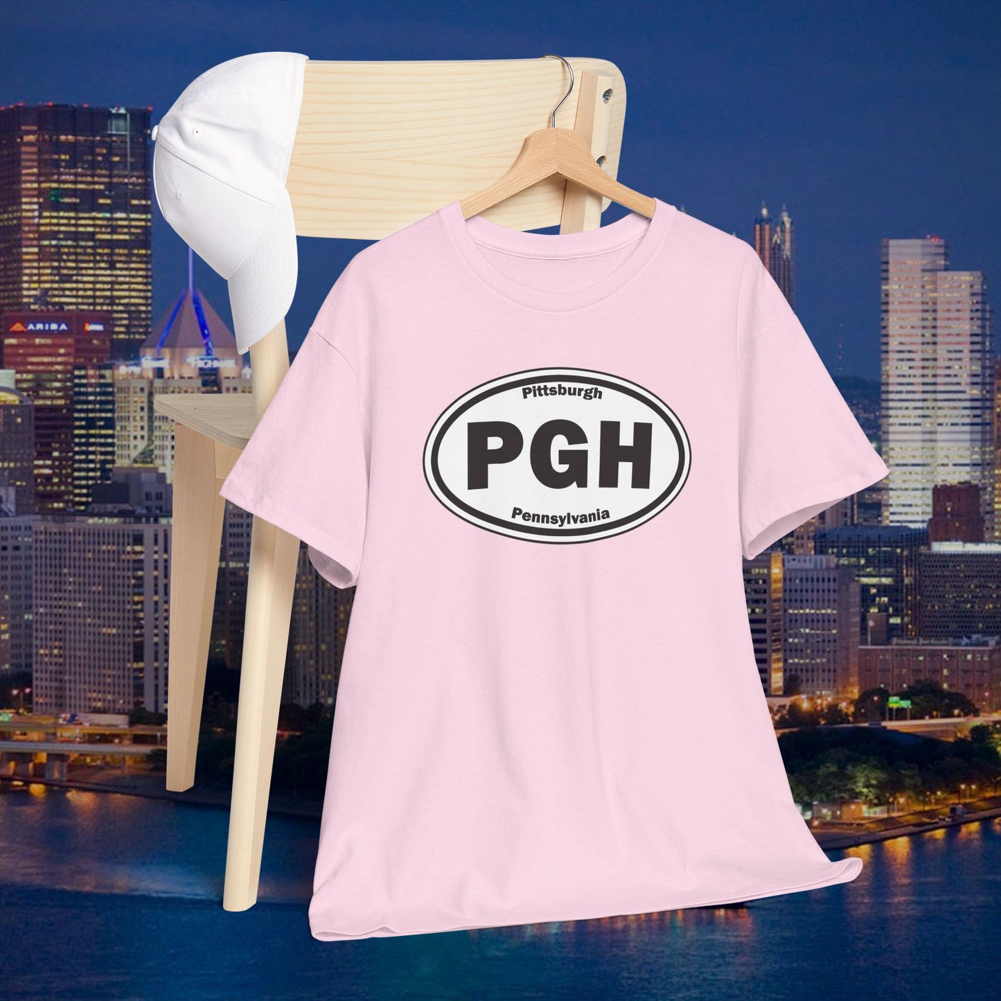 PGH Pittsburgh T-Shirt Oval Logo Front | Steel City Tee | Pittsburgh Pride Shirt | Pennsylvania Graphic Tee | PGH Gift