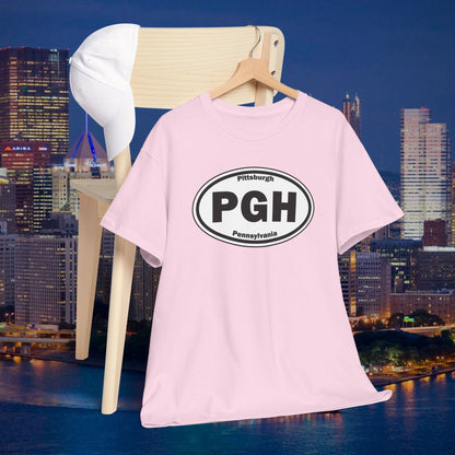 PGH Pittsburgh T-Shirt Oval Logo Front | Steel City Tee | Pittsburgh Pride Shirt | Pennsylvania Graphic Tee | PGH Gift