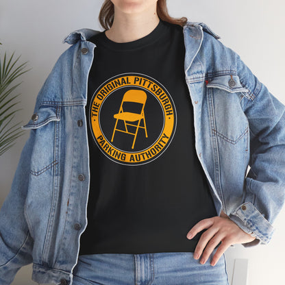 Original Pittsburgh Parking Authority T-Shirt | Folding Chair Parking Spot Saver | Pittsburgh Humor Jagoff Yinzer PGH Tee