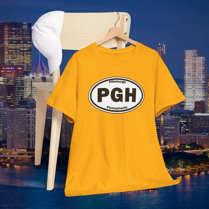 PGH Pittsburgh T-Shirt Oval Logo Front | Steel City Tee | Pittsburgh Pride Shirt | Pennsylvania Graphic Tee | PGH Gift