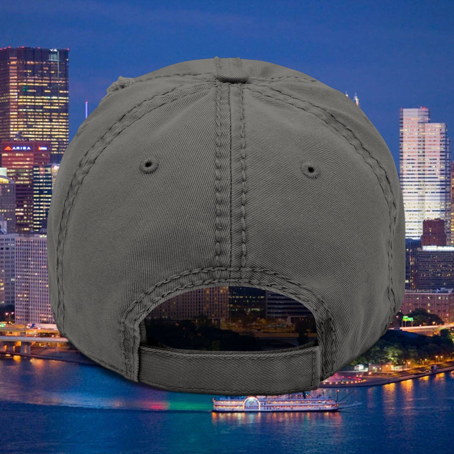 YINZ Pittsburgh Hat Embroidered Distressed Baseball Cap (Gold Thread) | Pittsburghese Dad Hat | Vintage Washed Crew Cap