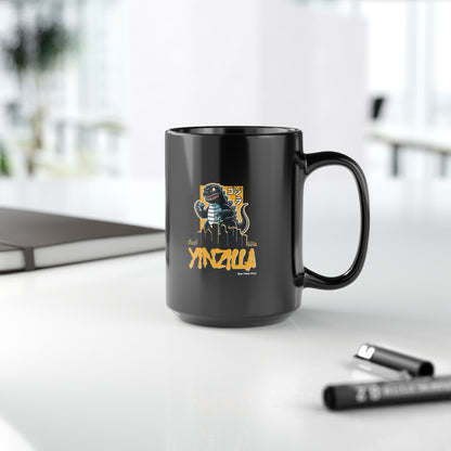 YINZILLA Coffee Mug 15oz | Pittsburgh Yinz Parody Godzilla Mug | Yinzer Funny PGH Gift | Black & Gold Humor Cup