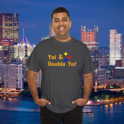 Yoi and Double Yoi! Pittsburghese T-Shirt | Vintage Steelers Fan Saying | Yinzer Sports Call Tee | Pittsburgh Football Humor Shirt