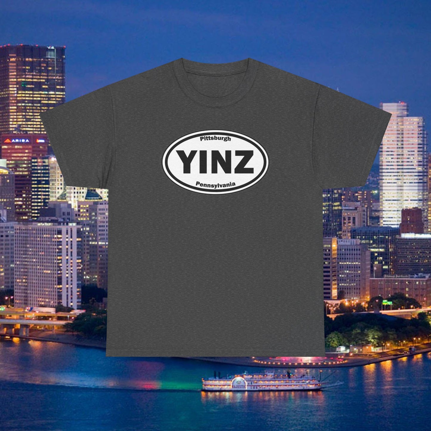 YINZ T-Shirt Pittsburghese Oval Front Graphic | Yinzer Shirt | Steel City Tee | Pittsburgh Pride | Pennsylvania Gift