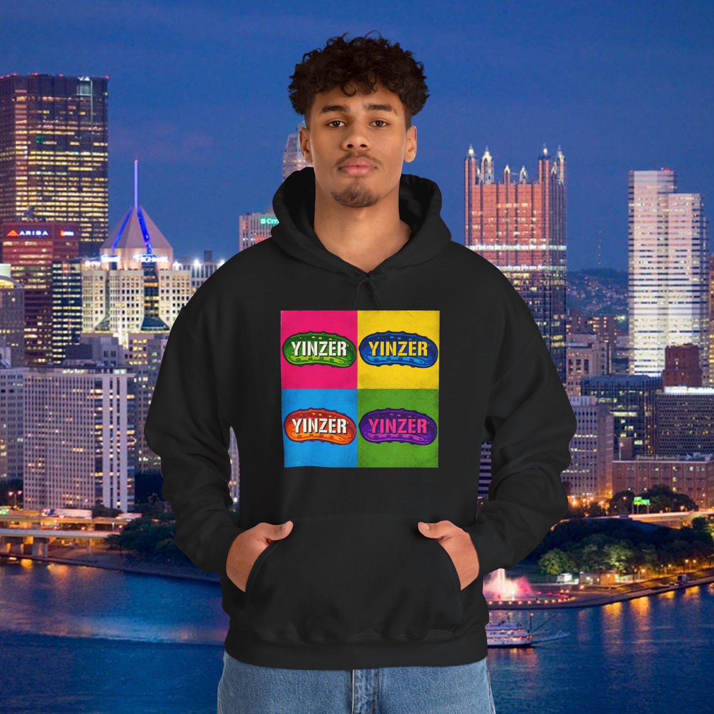 Yinzer Pickle Hoodie, Warhol Inspired Pittsburgh Hoodie, Pittsburghese Pickle Sweatshirt, Pop Art Yinzer Pullover