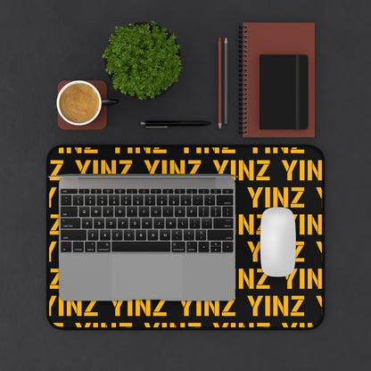 YINZ Desk Mat, Pittsburgh Desk Pad, Yinzer Office Decor, Pittsburgh Gift, Black and Gold Desk Accessory, Western PA Mouse Pad