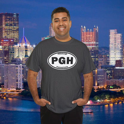 PGH Pittsburgh T-Shirt Oval Logo Front | Steel City Tee | Pittsburgh Pride Shirt | Pennsylvania Graphic Tee | PGH Gift