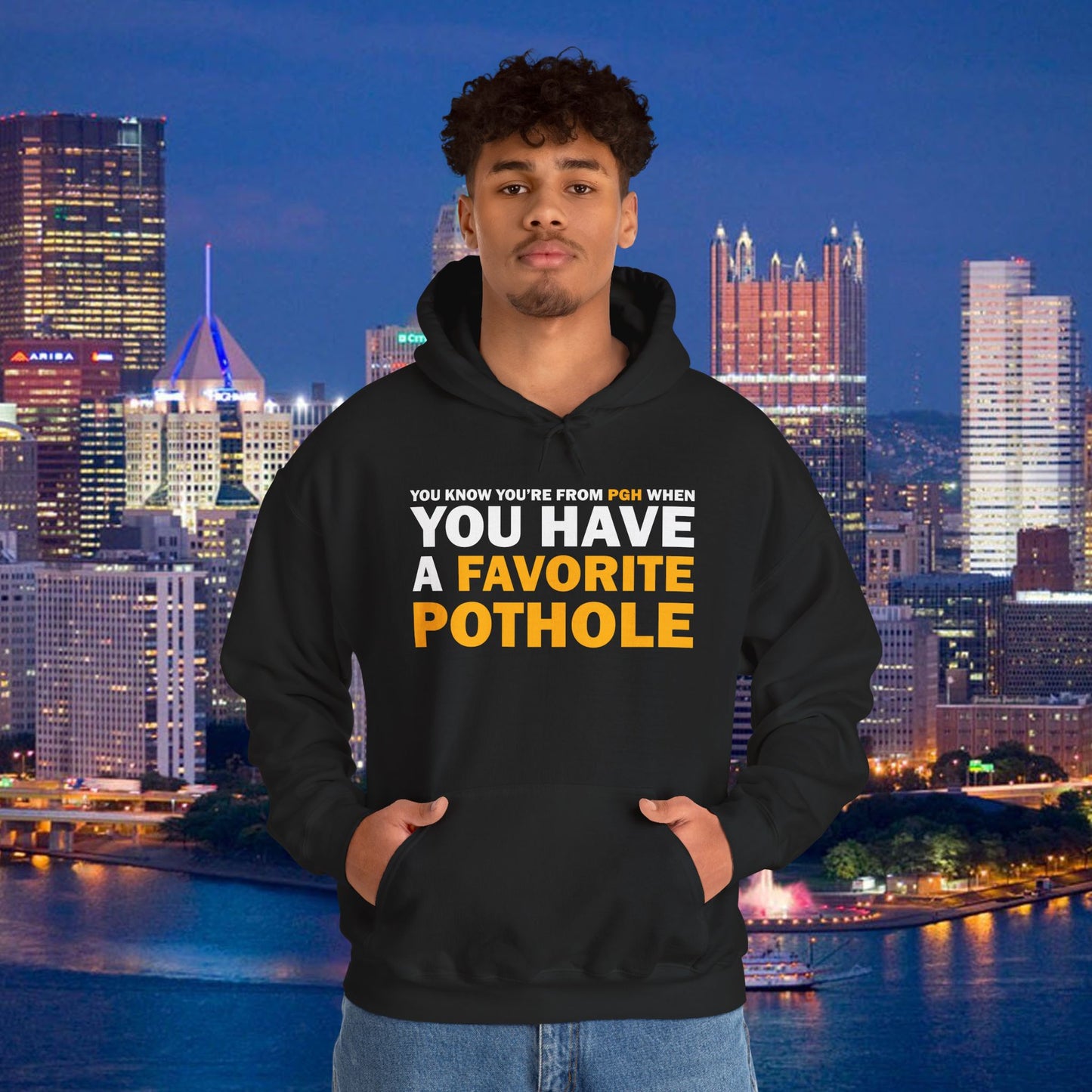 Favorite Pothole Funny Pittsburgh Hoodie You Know Youre From PGH If You Have a Favorite Pothole | Yinzer Steel City Sweatshirt