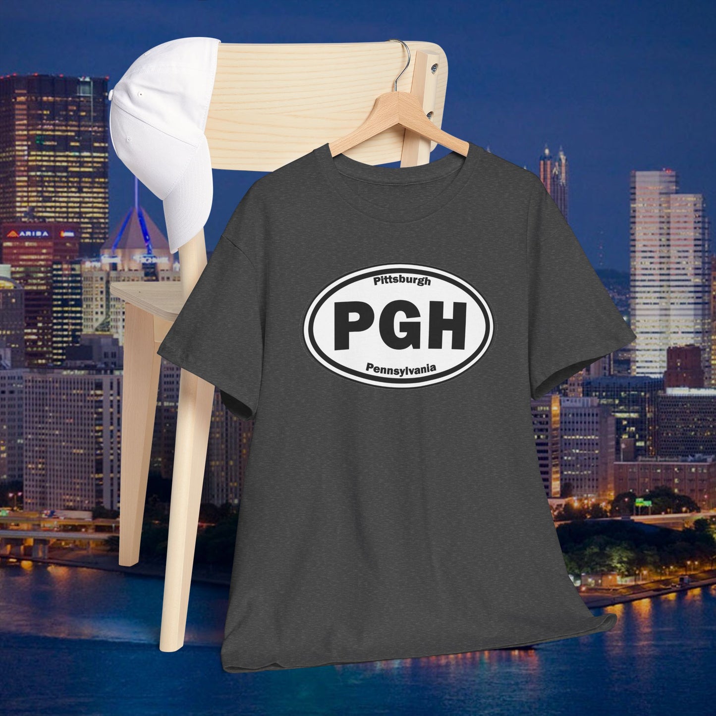 PGH Pittsburgh T-Shirt Oval Logo Front | Steel City Tee | Pittsburgh Pride Shirt | Pennsylvania Graphic Tee | PGH Gift