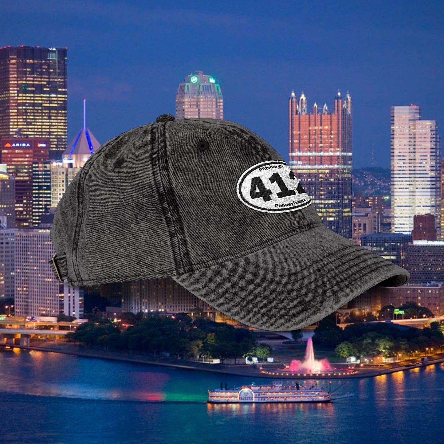 412 Vintage Baseball Cap Oval Embroidered Pittsburgh Hat | Distressed Dad Hat | Steel City Cap | Pittsburgh Pride Gift
