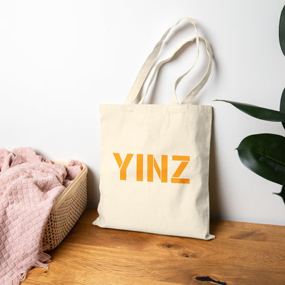 YINZ Canvas Tote Bag Pittsburghese Tote in Gold Lettering | Yinzer Gift | Pittsburgh Shopper Bag | Steel City Reusable Tote