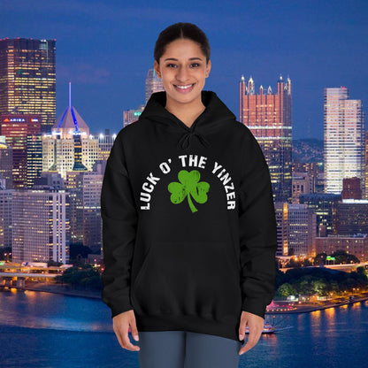 Luck O The Yinzer Hoodie Shamrock Pittsburghese Pullover | Funny St. Patricks Day Hoodie | Pittsburgh Irish Gift