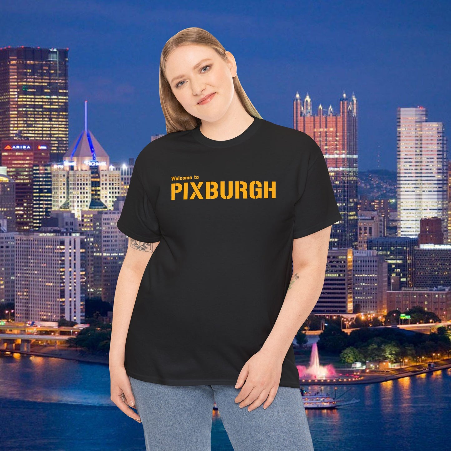 Welcome to PIXBURGH T-Shirt | Pittsburghese Yinzer Humor Tee | PGH Accent Parody Shirt | Steel City Pride Graphic | Pittsburgh Gift