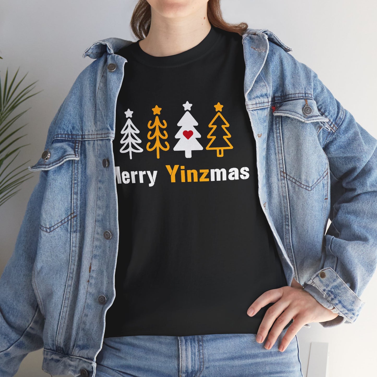 Merry Yinzmas T-Shirt, Pittsburgh Christmas Shirt, Stylized Tree Tee, Yinzer Holiday Gift, Pittsburghese Christmas Shirt