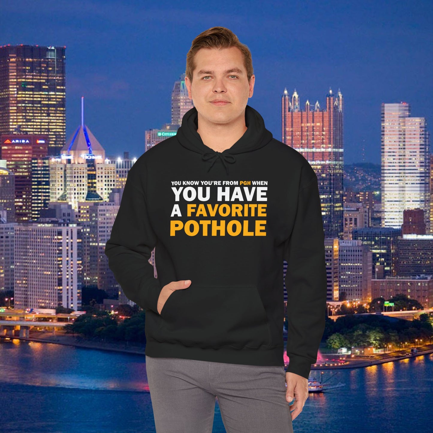 Favorite Pothole Funny Pittsburgh Hoodie You Know Youre From PGH If You Have a Favorite Pothole | Yinzer Steel City Sweatshirt
