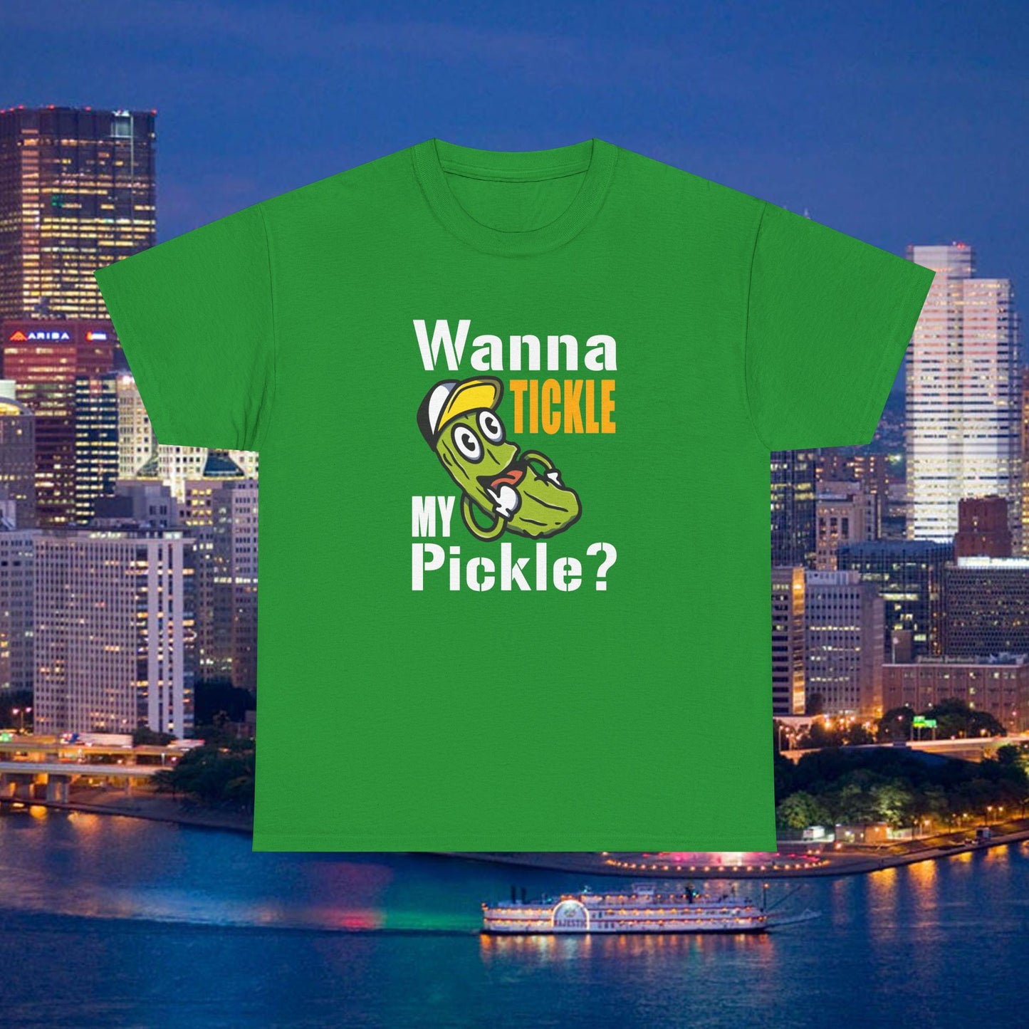 Wanna Tickle My Pickle Shirt  Black & Gold Pittsburgh Hat Funny Yinzer Tee