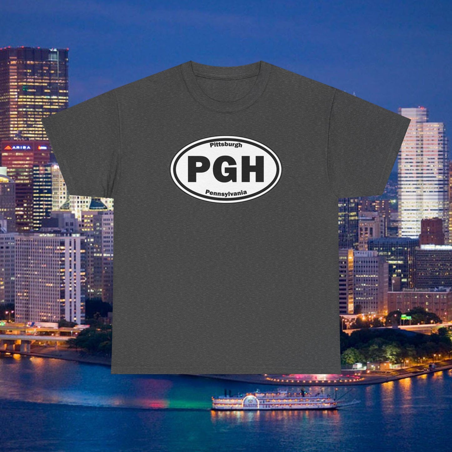 PGH Pittsburgh T-Shirt Oval Logo Front | Steel City Tee | Pittsburgh Pride Shirt | Pennsylvania Graphic Tee | PGH Gift