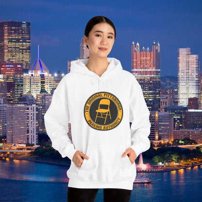 Pittsburgh Parking Chair Hoodie Original Pittsburgh Parking Authority Emblem | Funny Yinzer Pullover | Steel City Gift