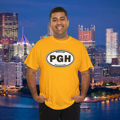 PGH Pittsburgh T-Shirt Oval Logo Front | Steel City Tee | Pittsburgh Pride Shirt | Pennsylvania Graphic Tee | PGH Gift