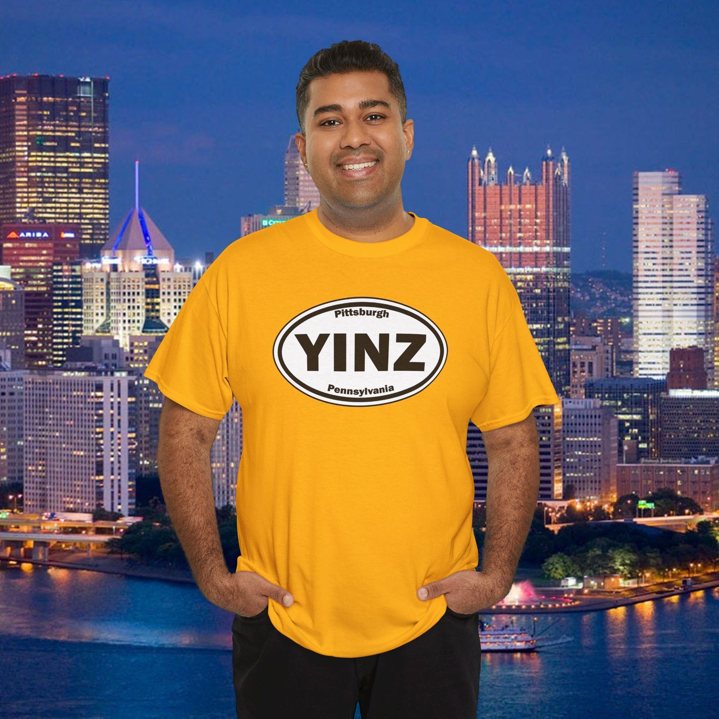 YINZ T-Shirt Pittsburghese Oval Front Graphic | Yinzer Shirt | Steel City Tee | Pittsburgh Pride | Pennsylvania Gift