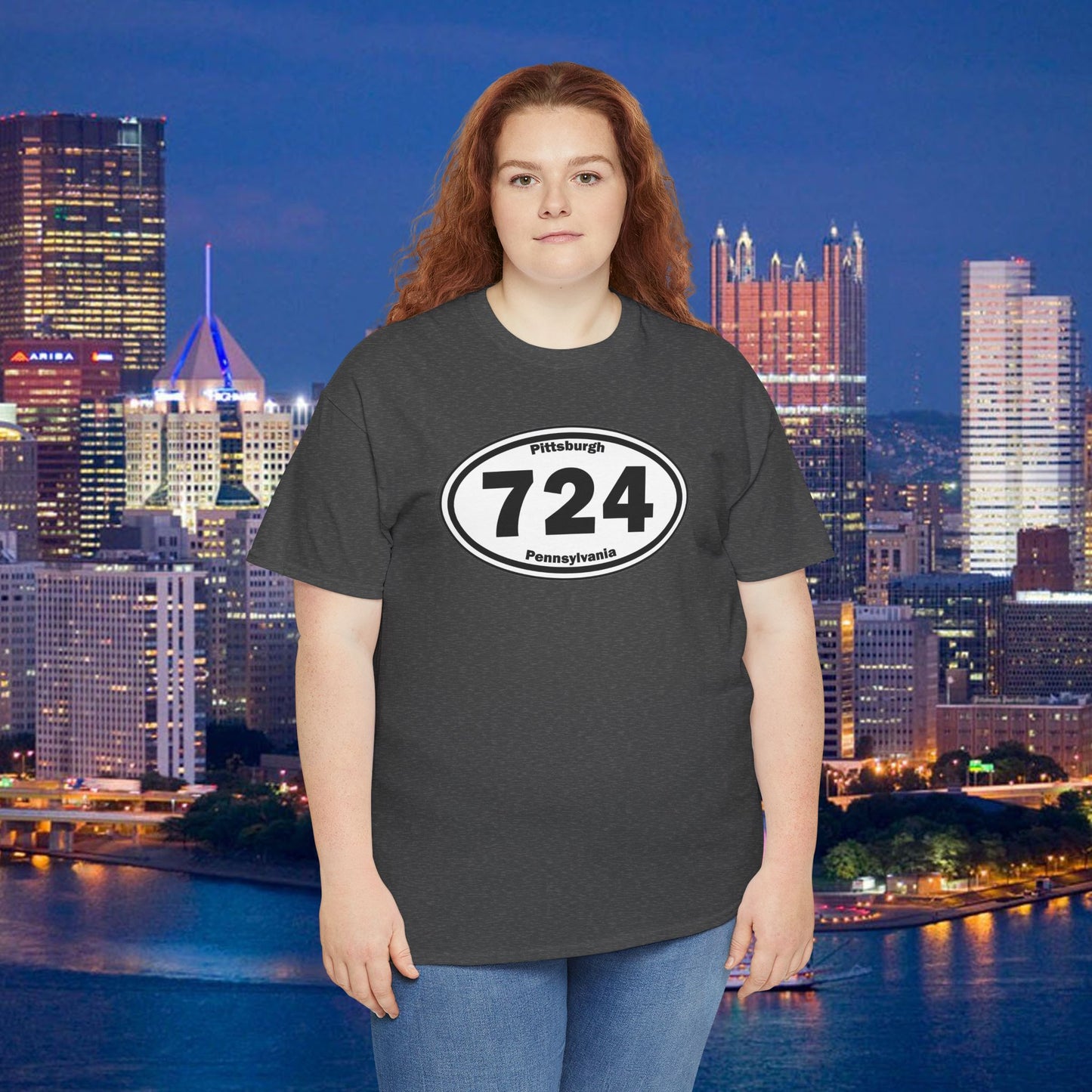 724 Area Code T-Shirt Oval Front Graphic | Western PA Tee | Pittsburgh Region Shirt | Pennsylvania Pride | 724 Gift
