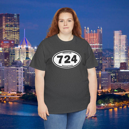 724 Area Code T-Shirt Oval Front Graphic | Western PA Tee | Pittsburgh Region Shirt | Pennsylvania Pride | 724 Gift