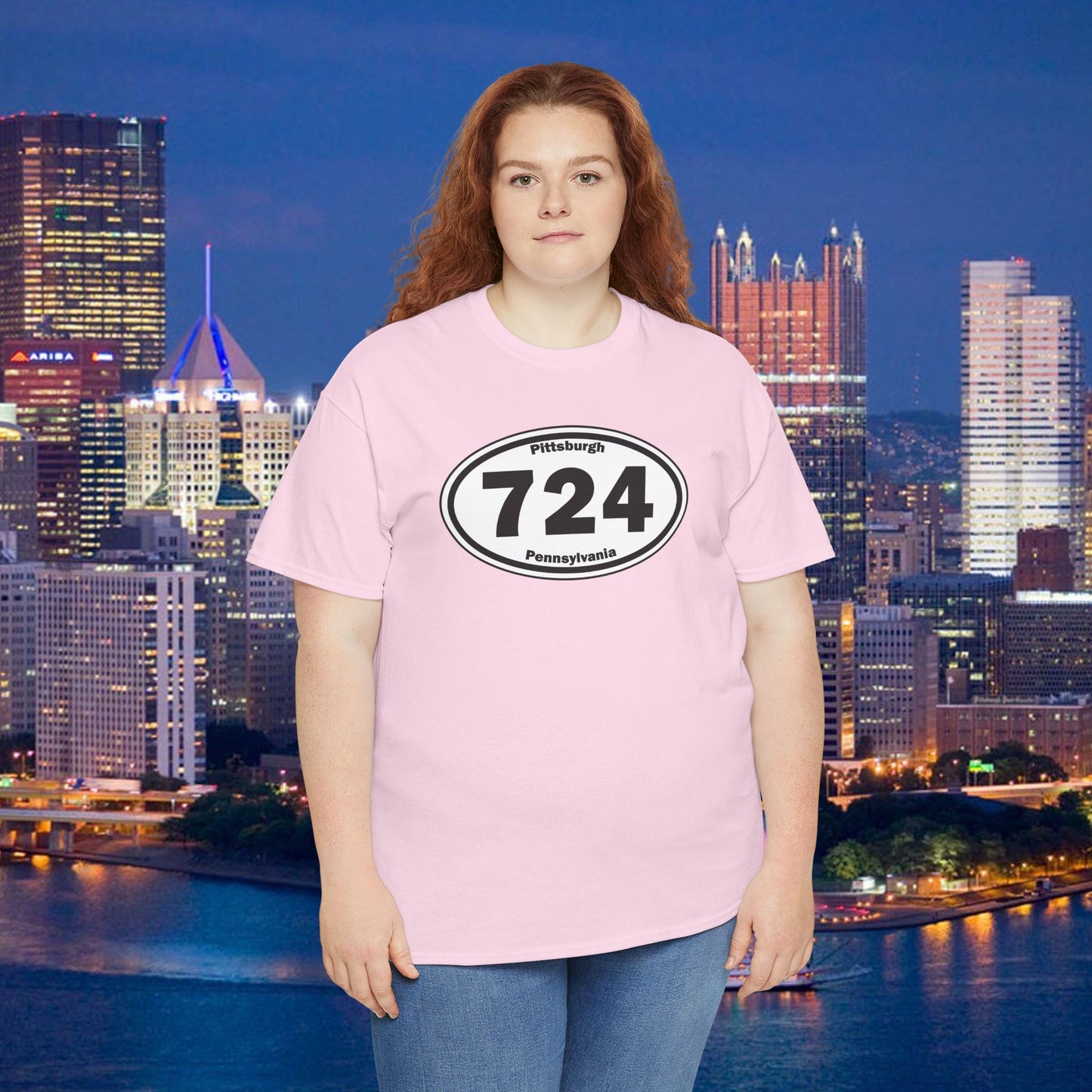 724 Area Code T-Shirt Oval Front Graphic | Western PA Tee | Pittsburgh Region Shirt | Pennsylvania Pride | 724 Gift