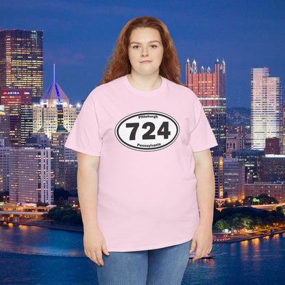 724 Area Code T-Shirt Oval Front Graphic | Western PA Tee | Pittsburgh Region Shirt | Pennsylvania Pride | 724 Gift