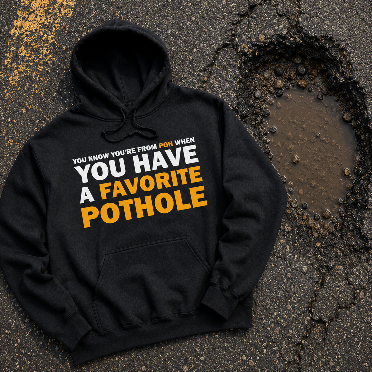 Favorite Pothole Funny Pittsburgh Hoodie You Know Youre From PGH If You Have a Favorite Pothole | Yinzer Steel City Sweatshirt