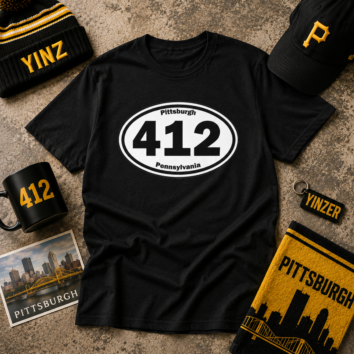 412 Pittsburgh T-Shirt Area Code Tee with Oval Design | Steel City Shirt | Pittsburgh Pride Gift | PA Graphic Tee