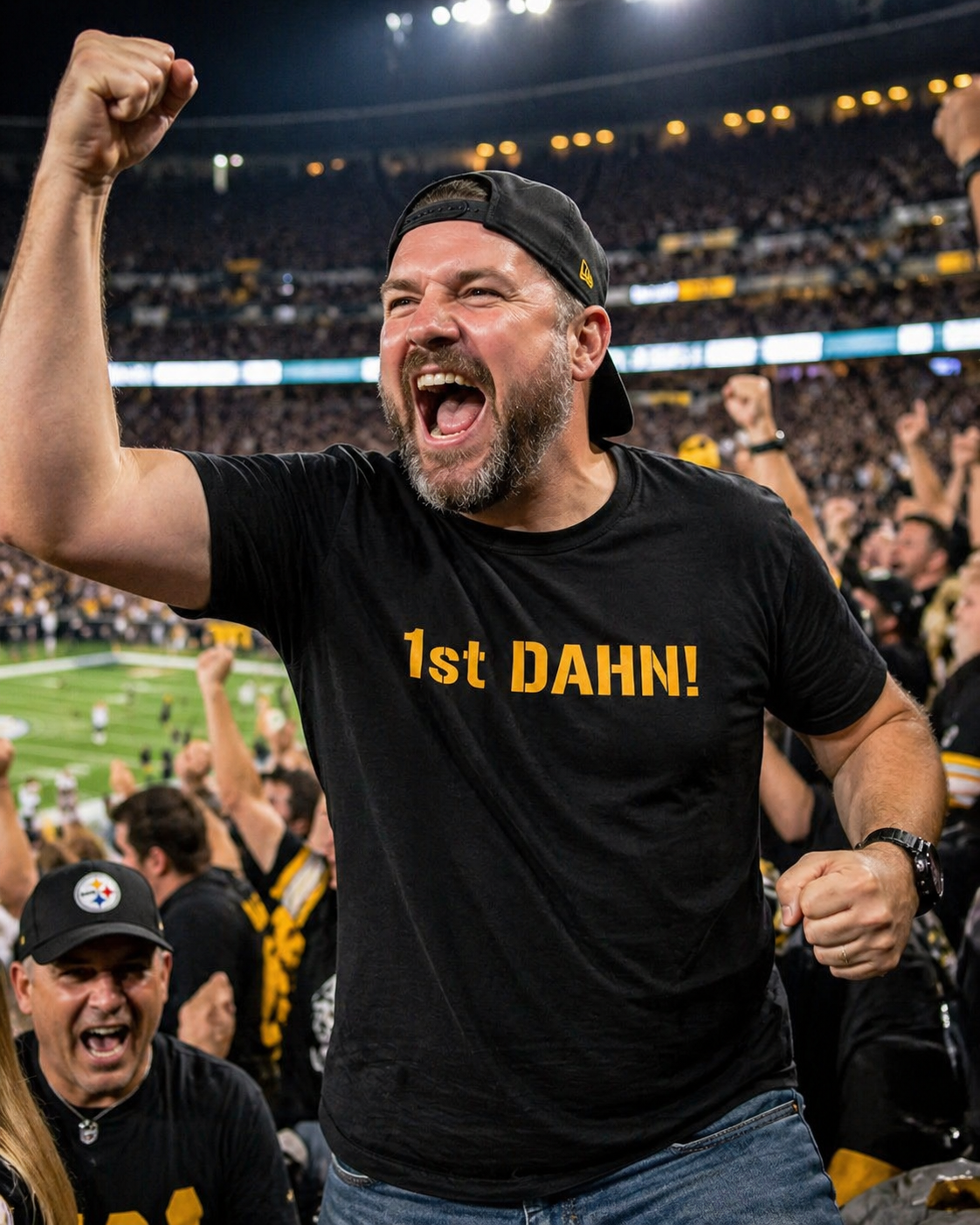1st DAHN! T-Shirt | Pittsburghese Yinzer Shirt | Steelers Football Fan Tee | Steel City Game Day Humor | PGH Gift
