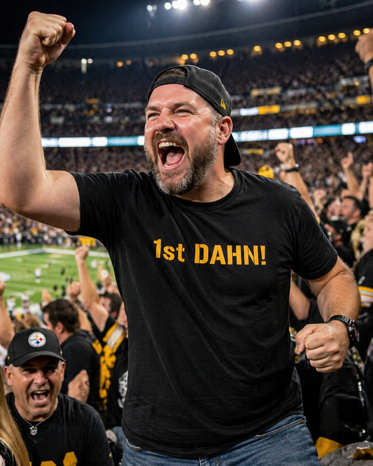 1st DAHN! T-Shirt | Pittsburghese Yinzer Shirt | Steelers Football Fan Tee | Steel City Game Day Humor | PGH Gift