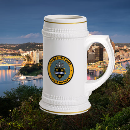 Jagoff Division, Beer Stein, Pittsburgh Parody City Emblem, Mug Yinzer Gift, Jagoff, Pittsburghese Joke Steel City Barware
