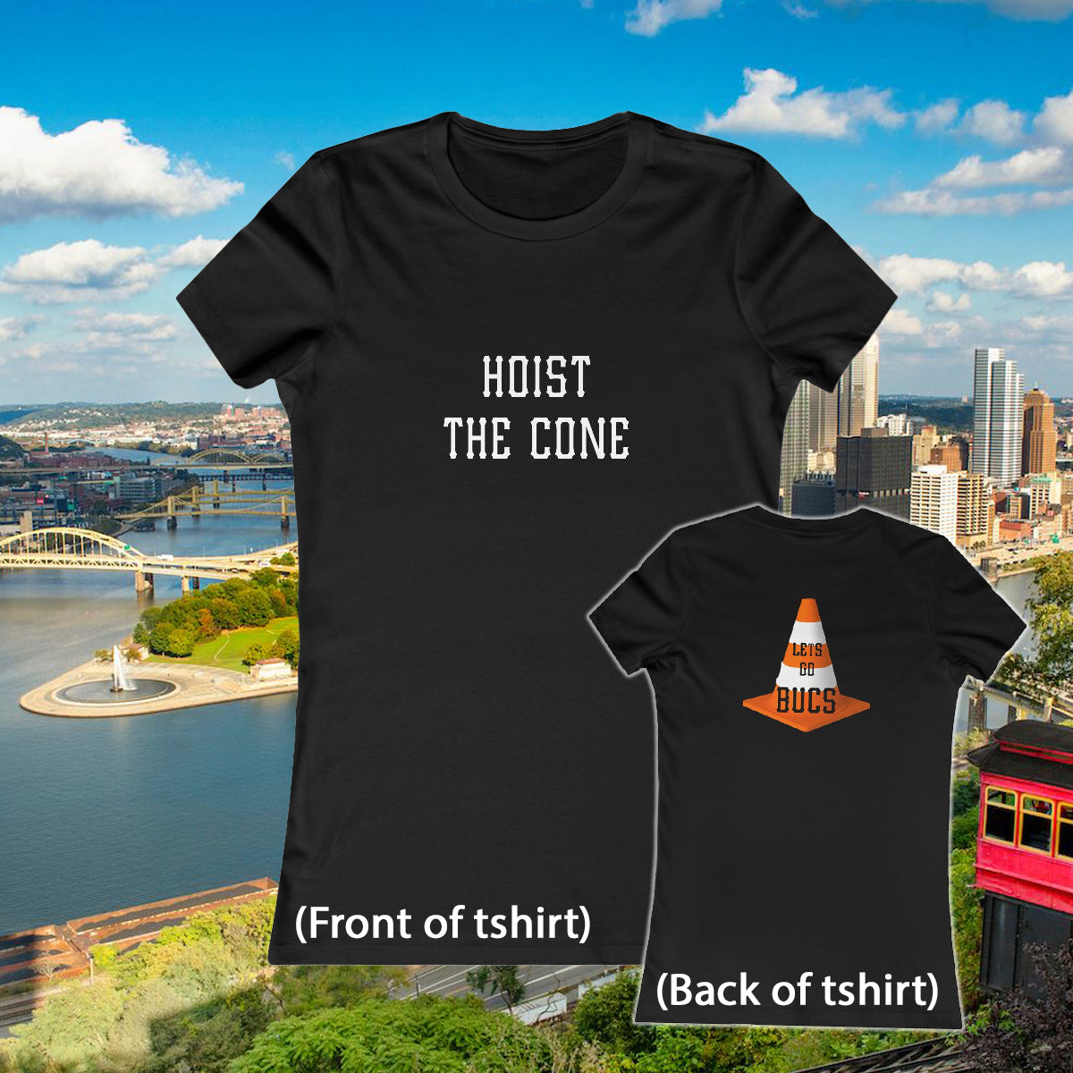 Hoist the Cone Womens Fitted TShirt, Lets Go Bucs Shirt, Pittsburgh Baseball Tee, Yinzer Game Day Shirt, Pirates Lucky Cone Soft Tee