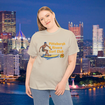 3 Rivers Surf Club T-Shirt | Pittsburgh Parody Surf Tee | Yinzer River Life Shirt | Steel City Humor Graphic Tee | PGH Gift