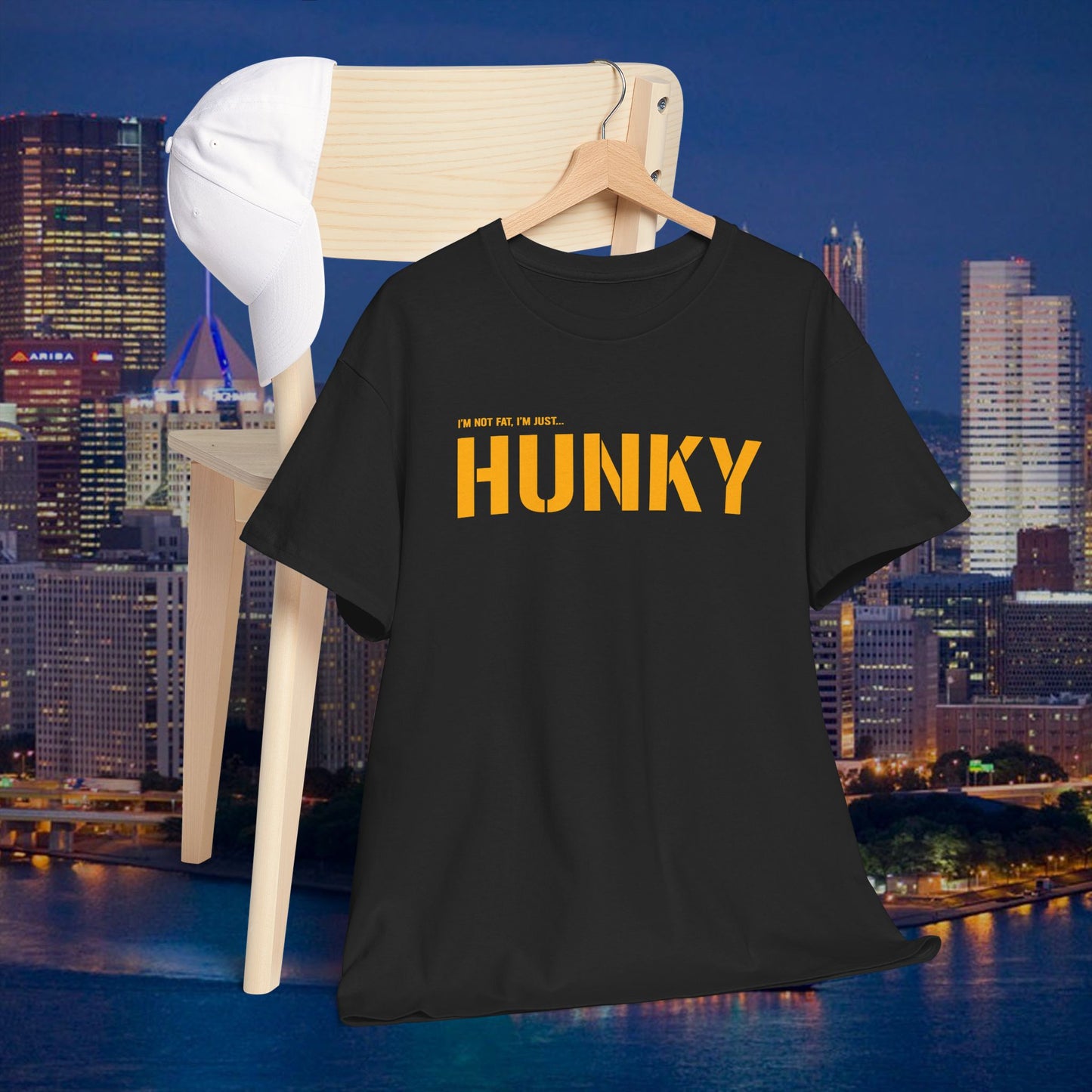 HUNKY T-Shirt | Pittsburghese Yinzer Humor Tee | Funny PGH Shirt | Steel City Pride Graphic | Pittsburgh Gift