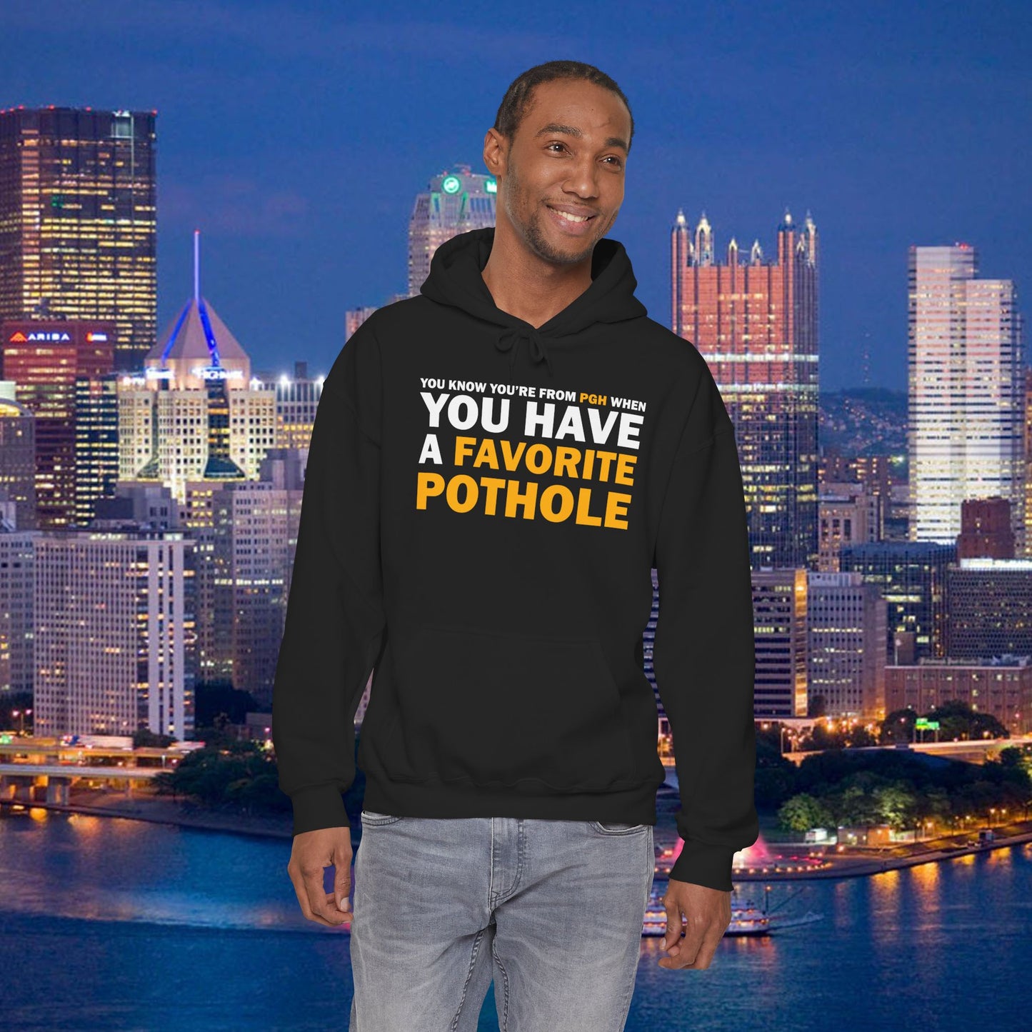 Favorite Pothole Funny Pittsburgh Hoodie You Know Youre From PGH If You Have a Favorite Pothole | Yinzer Steel City Sweatshirt