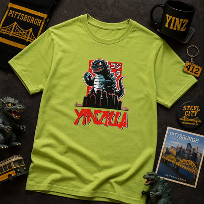 YINZILLA T-Shirt  Giant Lizard & Pittsburgh Skyline Silhouette Funny Yinzer PGH Monster Tee